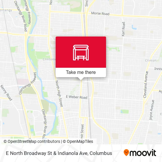 E North Broadway St & Indianola Ave map