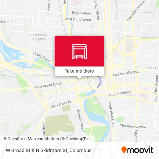 W Broad St & N Skidmore St map