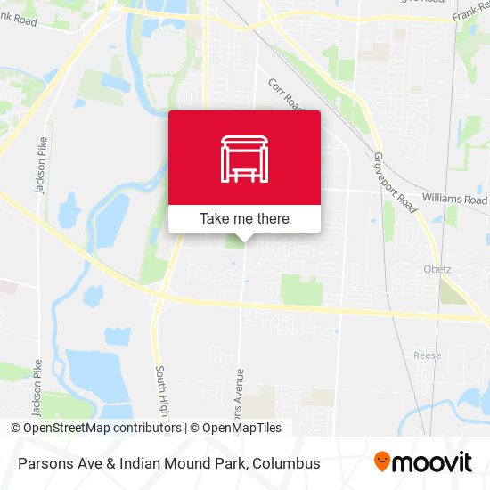 Parsons Ave & Indian Mound Park map