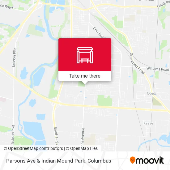 Parsons Ave & Indian Mound Park map