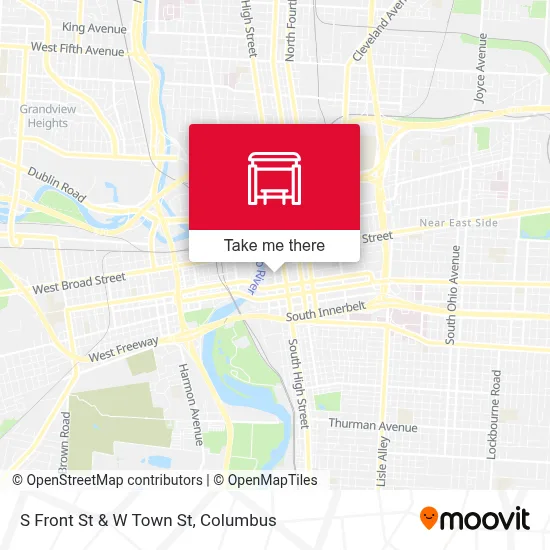 S Front St & W Town St map