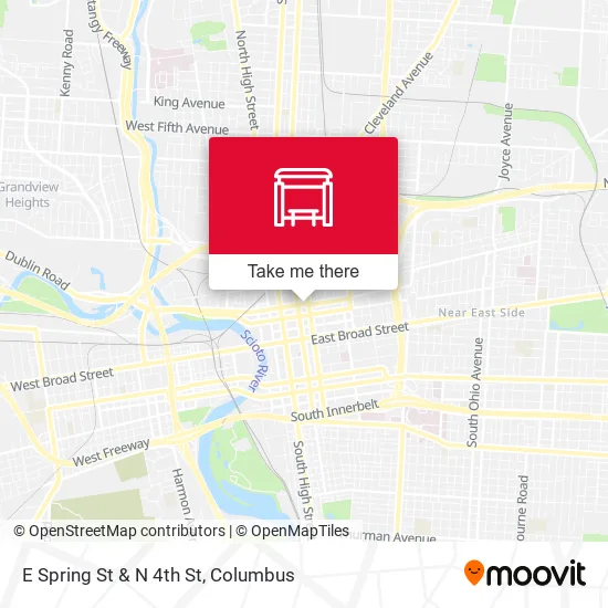 E Spring St & N 4th St map