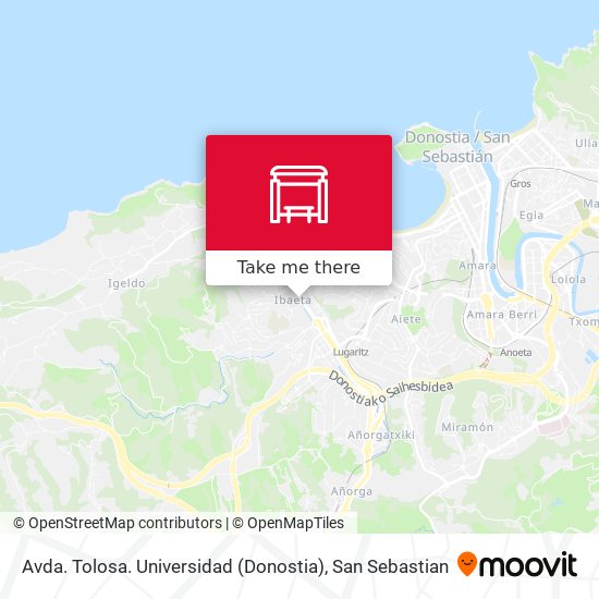 mapa Avda. Tolosa. Universidad (Donostia)