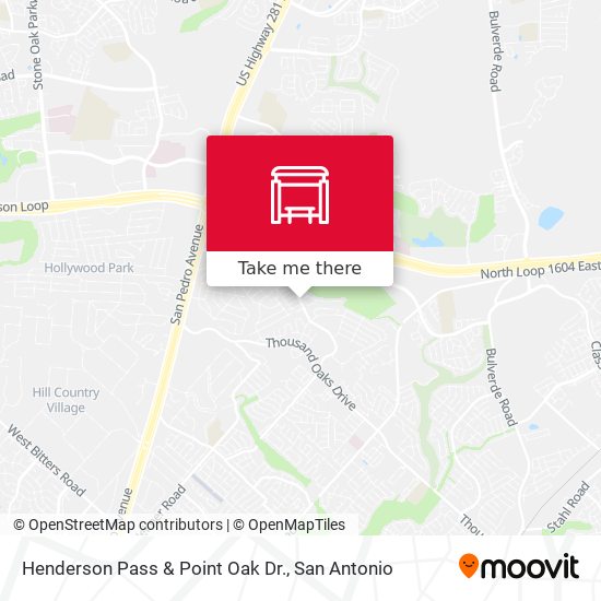 Henderson Pass & Point Oak Dr. map