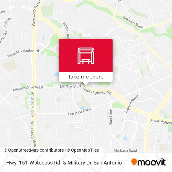 Hwy. 151 W Access Rd. & Military Dr map