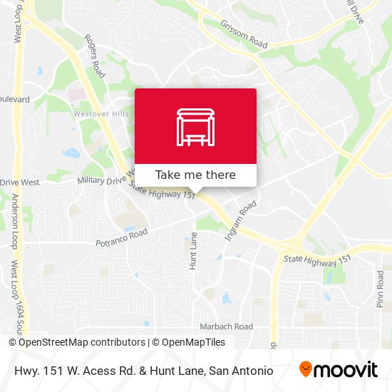 Mapa de Hwy. 151 W. Acess Rd. & Hunt Lane