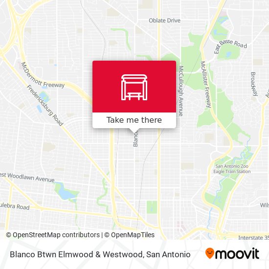 Blanco Btwn Elmwood & Westwood map