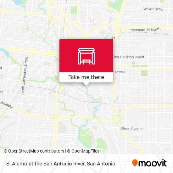 S. Alamo at the San Antonio River map