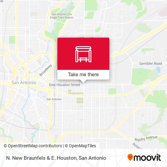 N. New Braunfels & E. Houston map