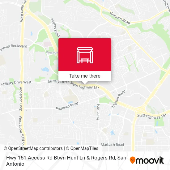 Hwy 151 Access Rd Btwn Hunt Ln & Rogers Rd map