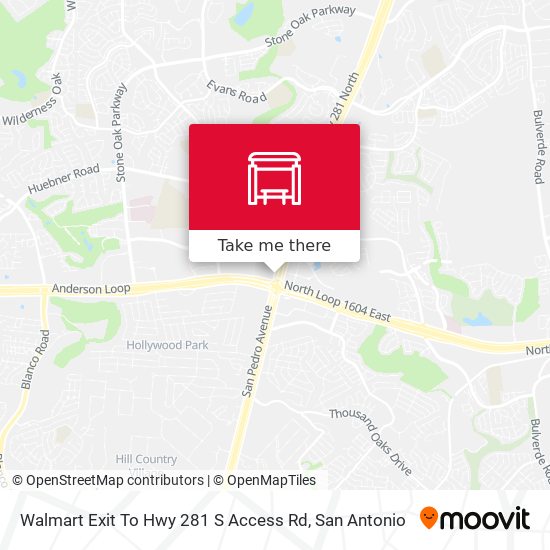 Walmart Exit To Hwy 281 S Access Rd map