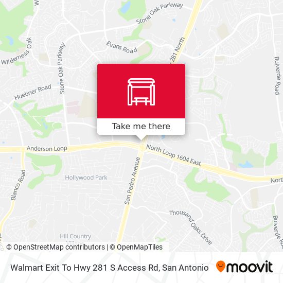 Mapa de Walmart Exit To Hwy 281 S Access Rd