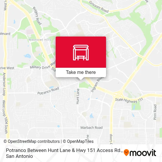 Potranco Between Hunt Lane & Hwy 151 Access Rd. map
