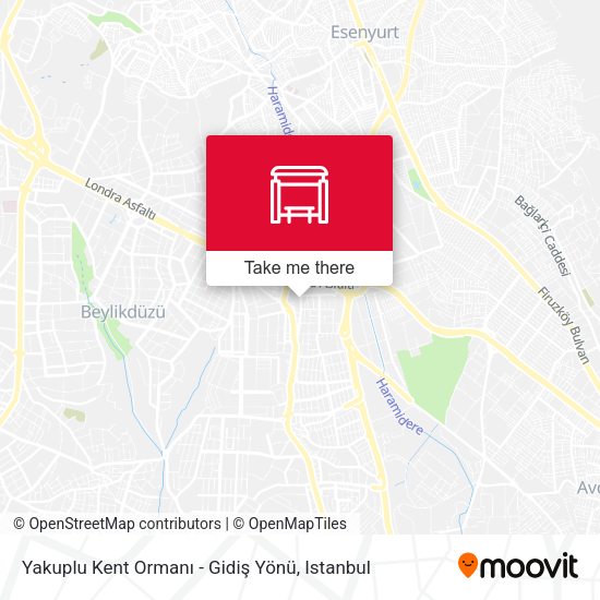 Yakuplu Kent Ormanı - Gidiş Yönü map