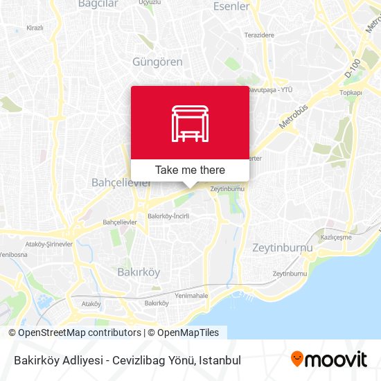 Bakirköy Adliyesi - Cevizlibag Yönü map