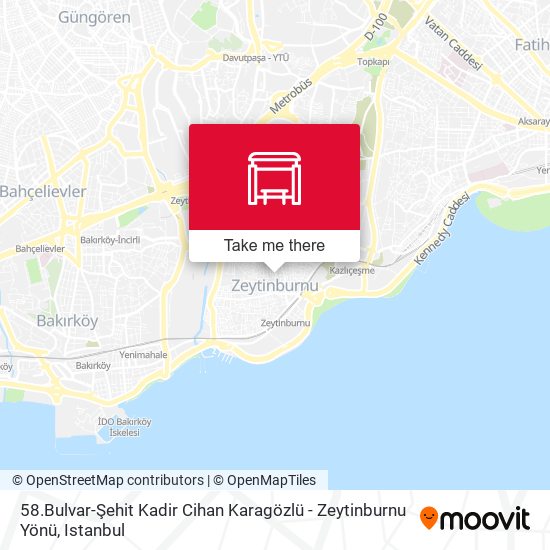 58.Bulvar-Şehit Kadir Cihan Karagözlü - Zeytinburnu Yönü map