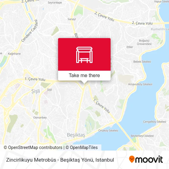 Zincirlikuyu Metrobüs - Beşiktaş Yönü map