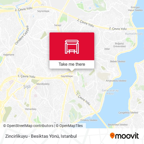 Zincirlikuyu - Besiktas Yönü map