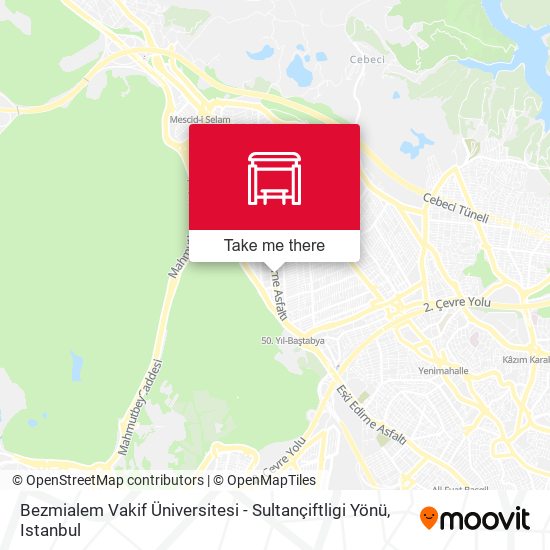 Bezmialem Vakif Üniversitesi - Sultançiftligi Yönü map