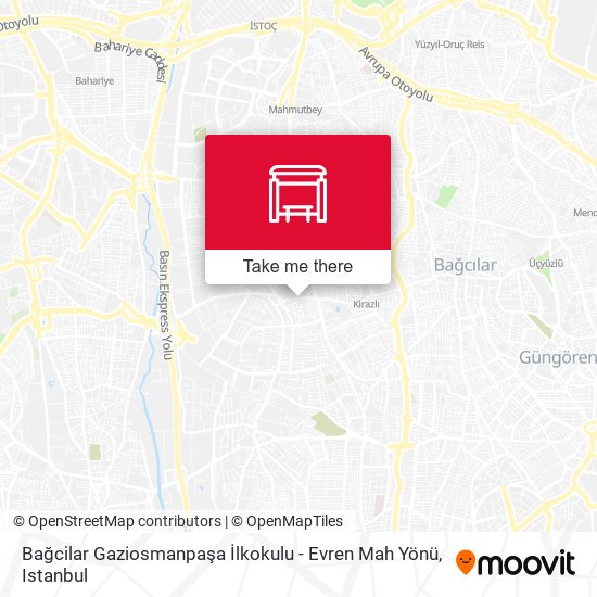 Bağcilar Gaziosmanpaşa İlkokulu - Evren Mah Yönü map