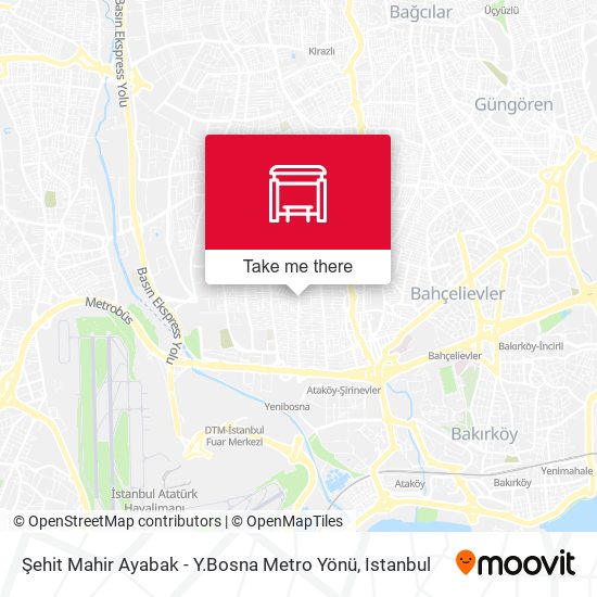 Şehit Mahir Ayabak - Y.Bosna Metro Yönü map