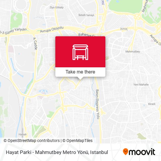 Hayat Parki - Mahmutbey Metro Yönü map