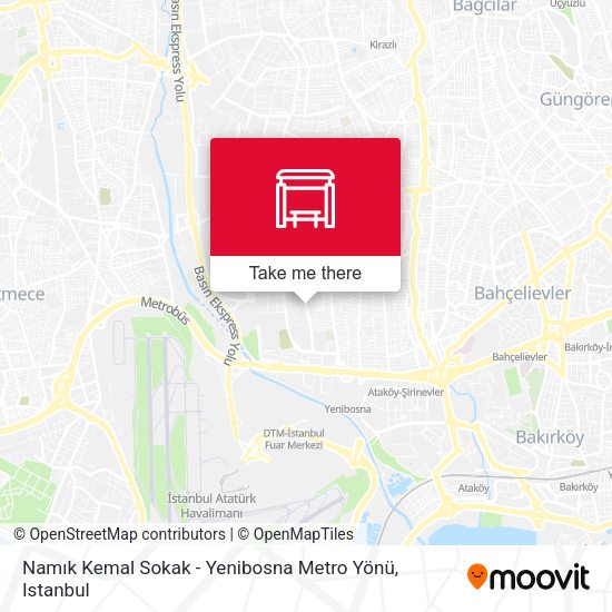Namık Kemal Sokak - Yenibosna Metro Yönü map