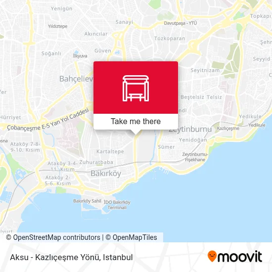 Aksu - Kazlıçeşme Yönü map