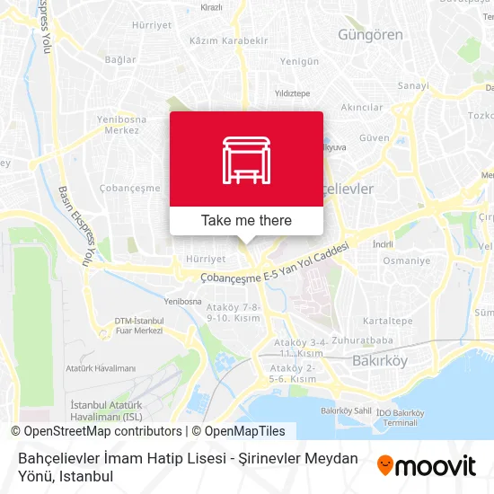 Bahçelievler İmam Hatip Lisesi - Şirinevler Meydan Yönü map