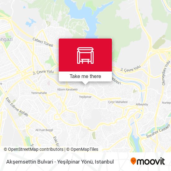 Akşemsettin Bulvari - Yeşilpinar Yönü map