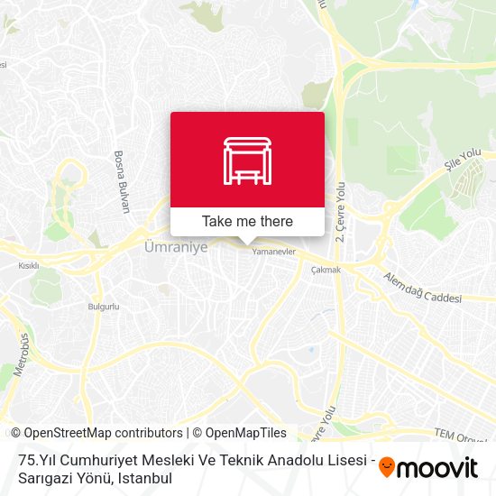 75.Yıl Cumhuriyet Mesleki Ve Teknik Anadolu Lisesi - Sarıgazi Yönü map