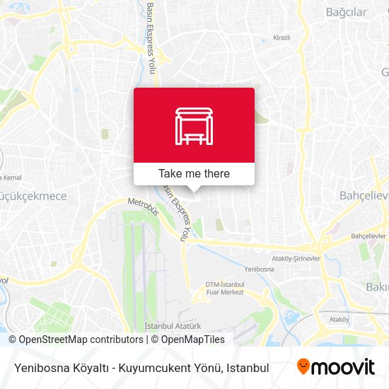 Yenibosna Köyaltı - Kuyumcukent Yönü map