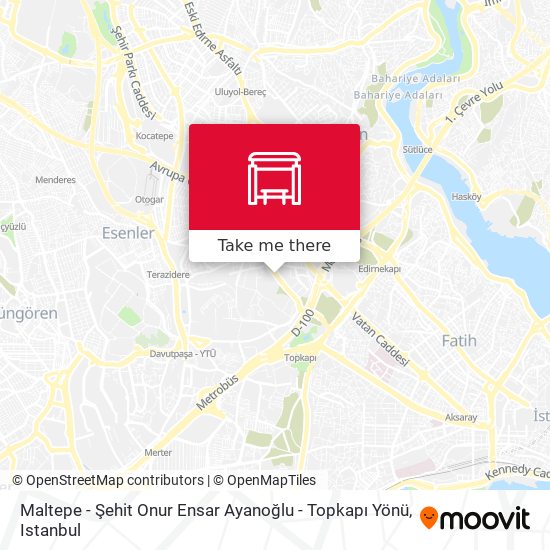Maltepe - Şehit Onur Ensar Ayanoğlu - Topkapı Yönü map