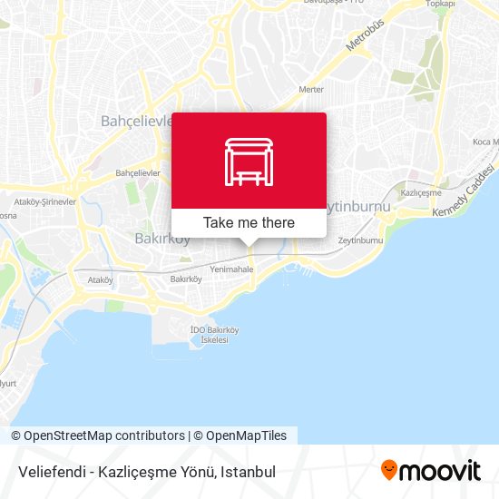 Veliefendi - Kazliçeşme Yönü map