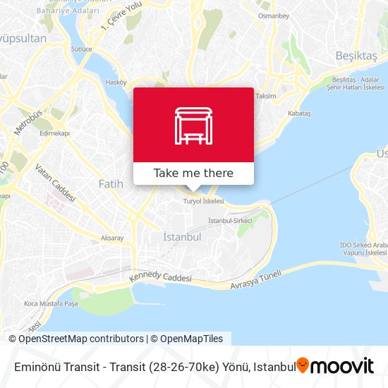 Eminönü Transit - Transit (28-26-70ke) Yönü map