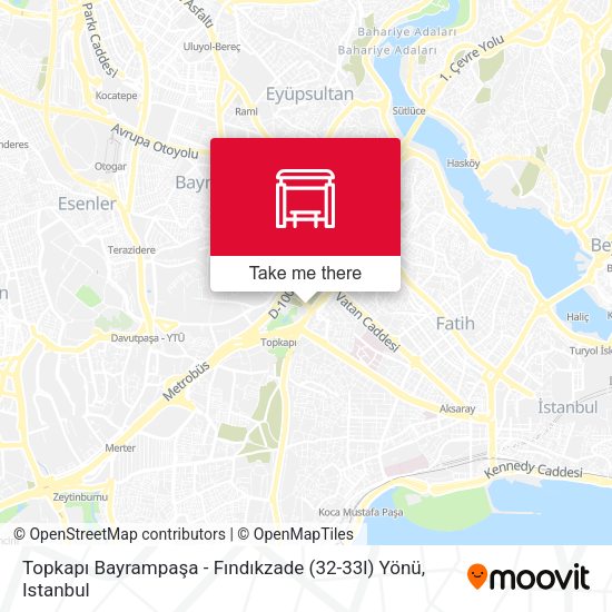 Topkapı Bayrampaşa - Fındıkzade (32-33l) Yönü map