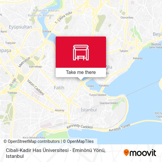 Cibali-Kadir Has Üniversitesi - Eminönü Yönü map