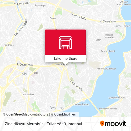 Zincirlikuyu Metrobüs - Etiler Yönü map