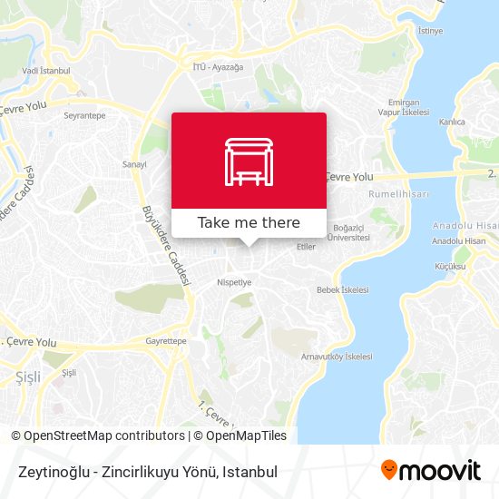 Zeytinoğlu - Zincirlikuyu Yönü map