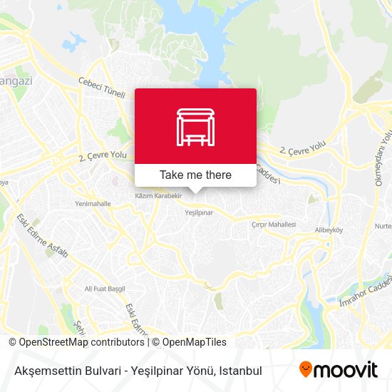 Akşemsettin Bulvari - Yeşilpinar Yönü map