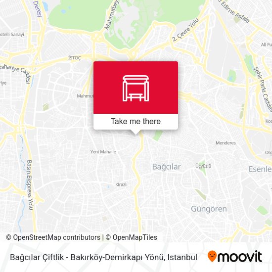 Bağcılar Çiftlik - Bakırköy-Demirkapı Yönü map