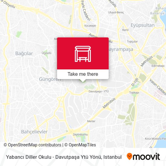 Yabancı Diller Okulu - Davutpaşa Ytü Yönü map