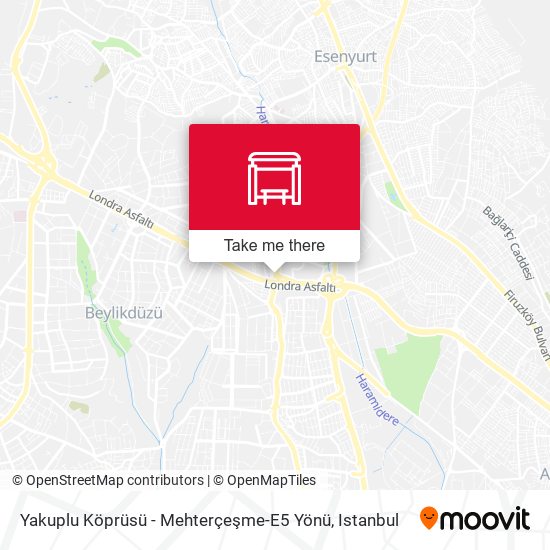 Yakuplu Köprüsü - Mehterçeşme-E5 Yönü map