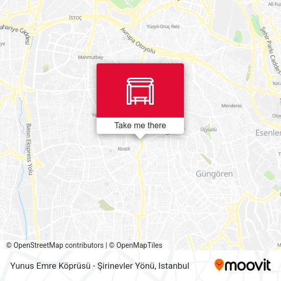 Yunus Emre Köprüsü - Şirinevler Yönü map