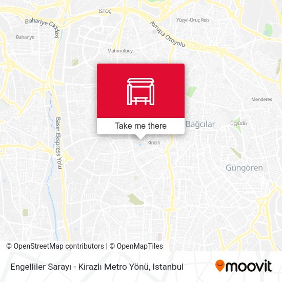 Engelliler Sarayı - Kirazlı Metro Yönü map