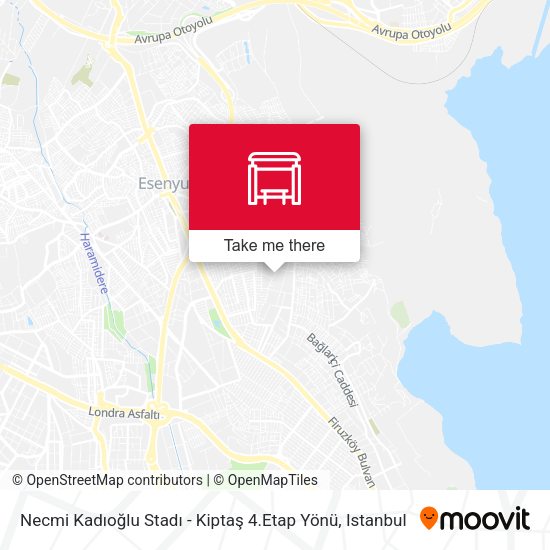 Necmi Kadıoğlu Stadı - Kiptaş 4.Etap Yönü map