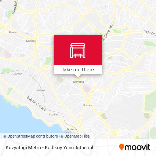Kozyataği Metro - Kadiköy Yönü map