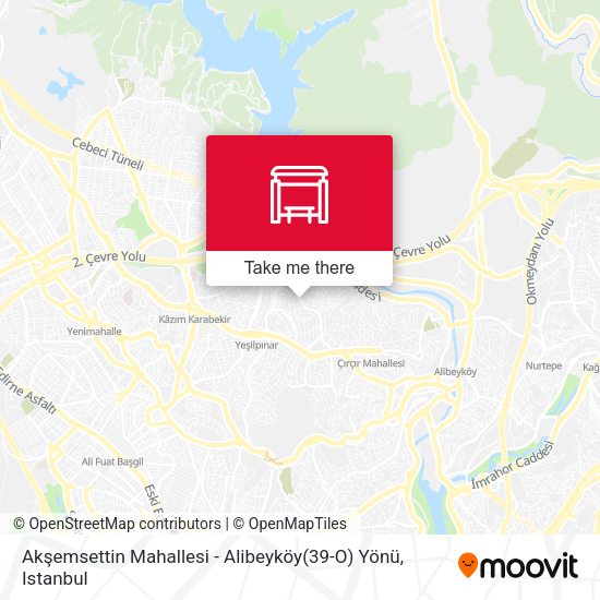 Akşemsettin Mahallesi - Alibeyköy(39-O) Yönü map