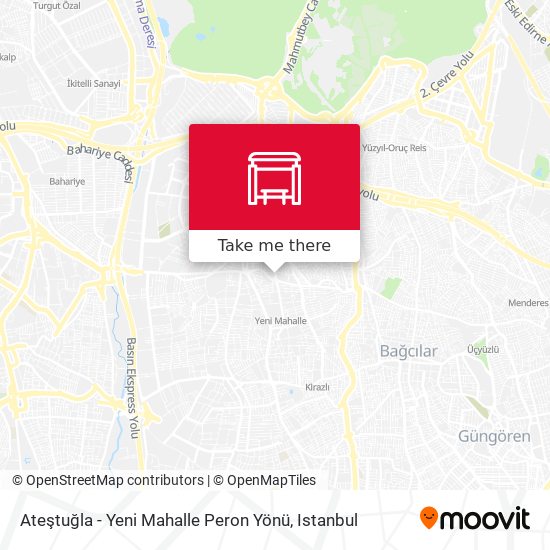 Ateştuğla - Yeni Mahalle Peron Yönü map