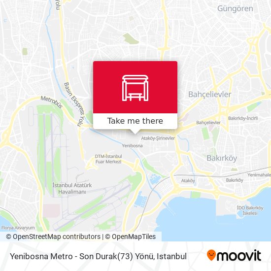 Yenibosna Metro - Son Durak(73) Yönü map